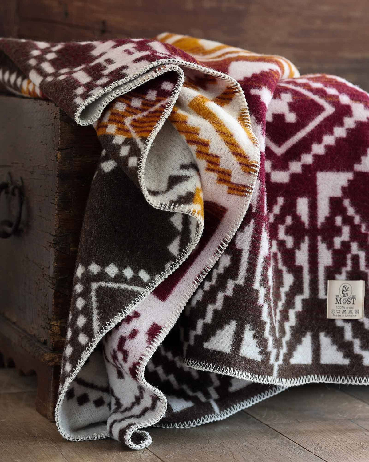 Grand plaid en laine VYR – Bronze