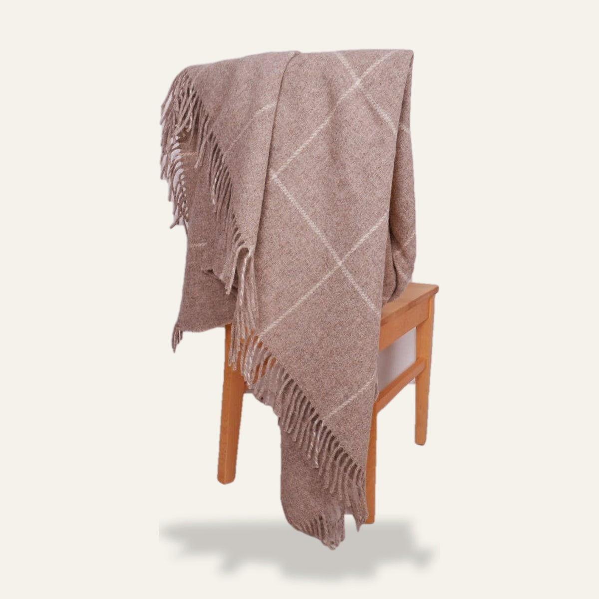 Plaid à carreaux en laine – Marron clair