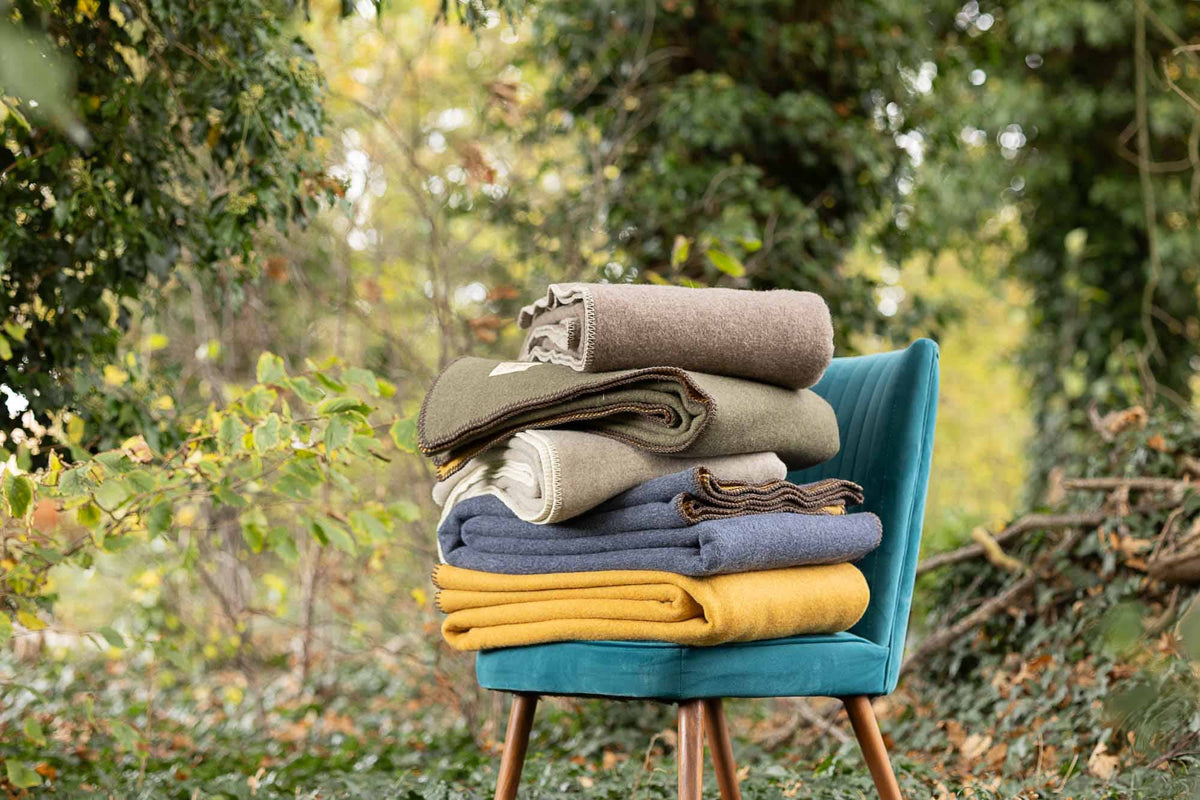 Plaid en laine mérinos KHAKI MEADOW – photo 2