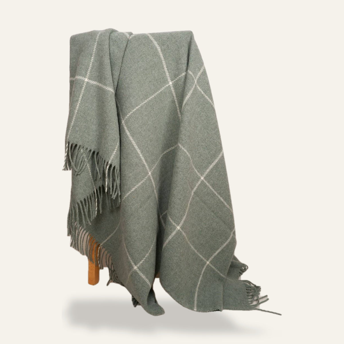 Plaid à carreaux en laine – Vert pâle