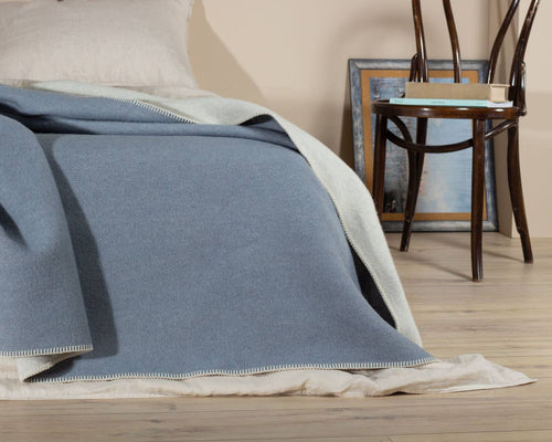 Grand plaid en laine BLUE FOG – photo 2