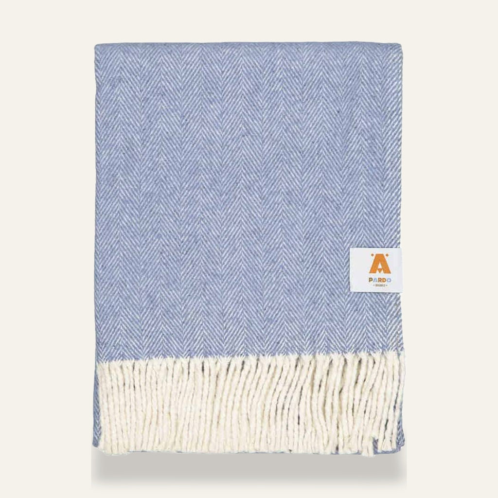 Plaid XXL en coton à chevrons bleu