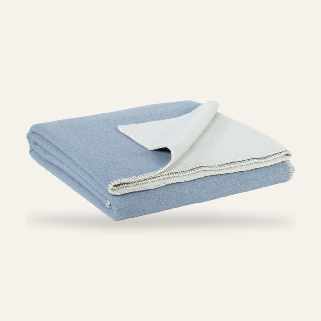 Grand plaid en laine BLUE FOG