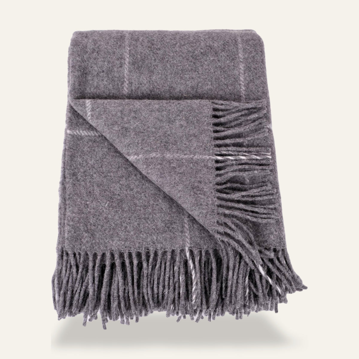 Plaid à carreaux en laine – Gris