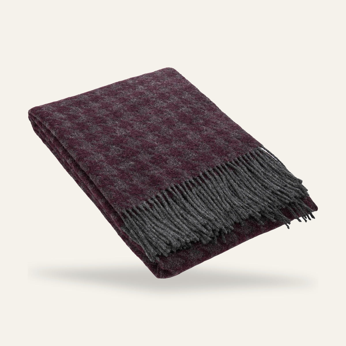 Plaid pied-de-poule en laine d'agneau – Violet