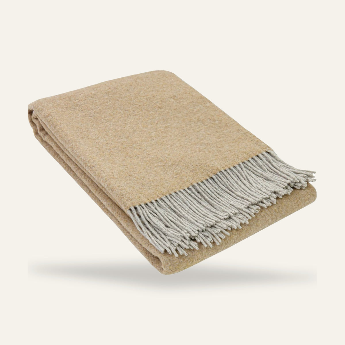 Plaid uni en laine mérinos camel