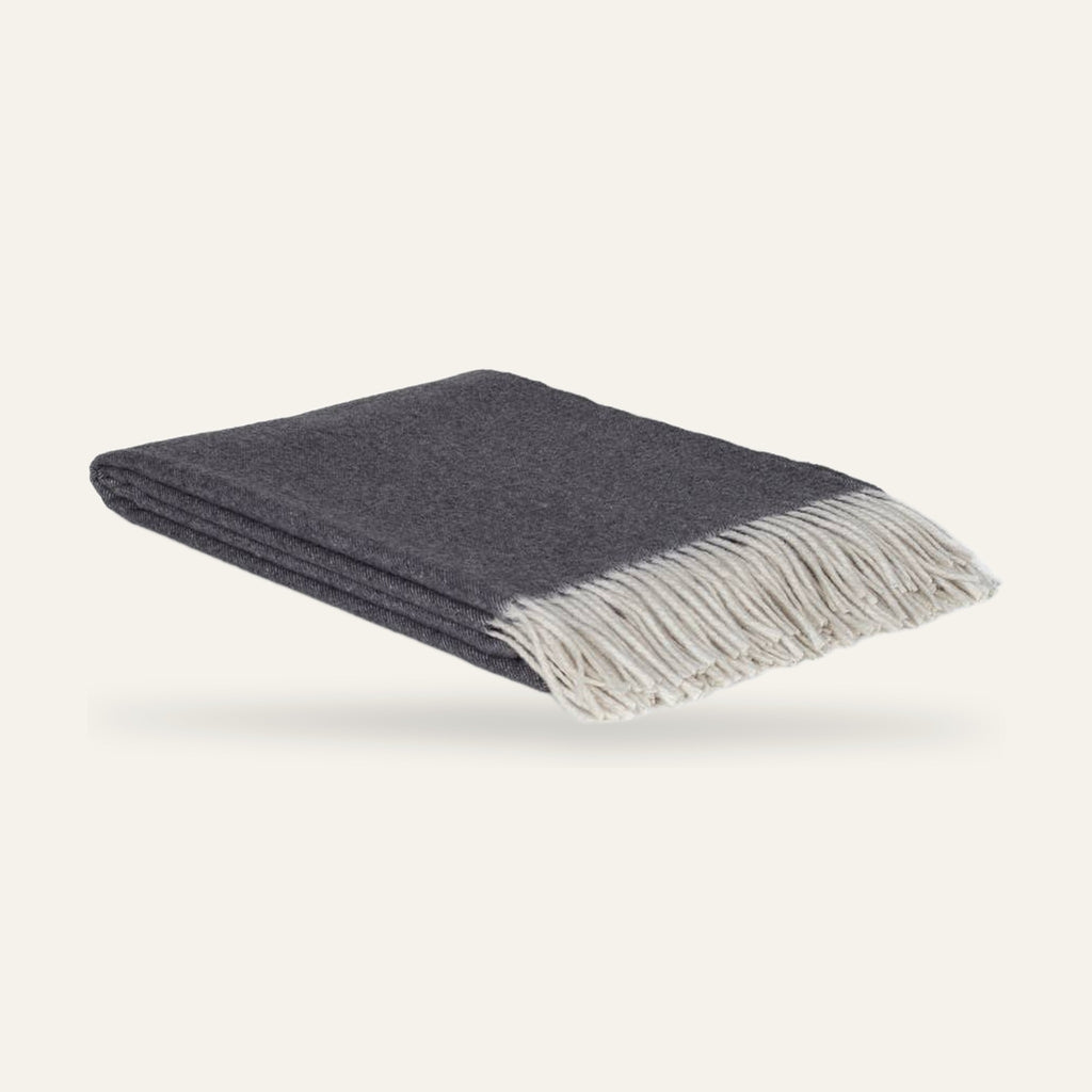 Plaid cachemire et laine mérinos TIBET – Gris foncé