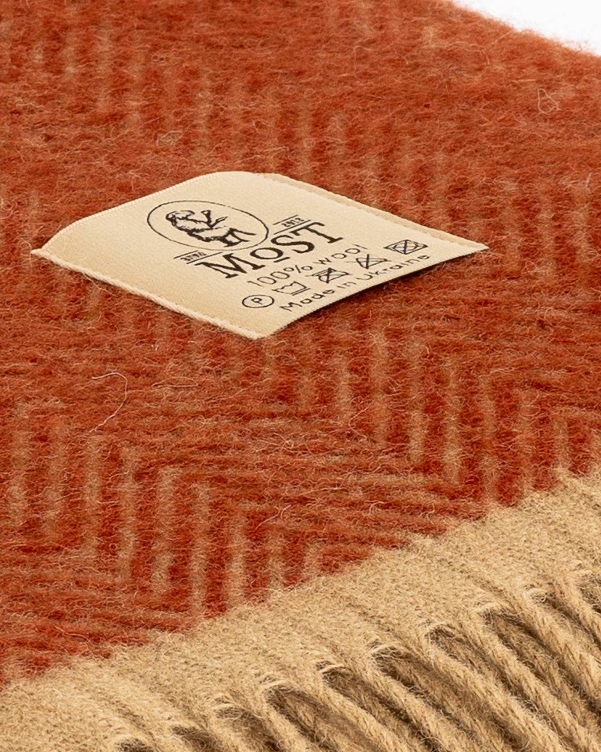Plaid en laine DENVER – Terracotta foncé – photo 2