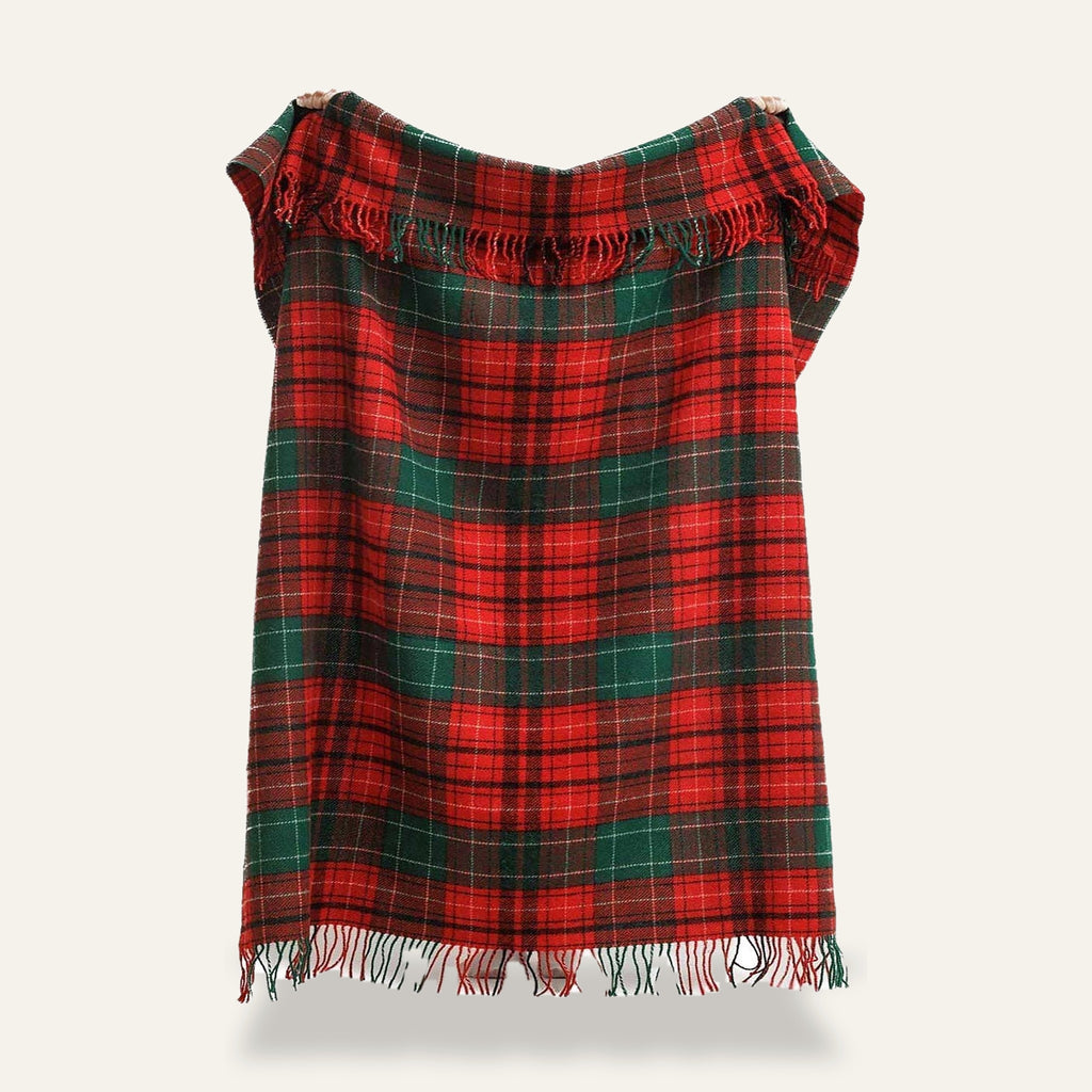 Plaid écossais en laine – Tartan de Noël rouge et vert – photo 2