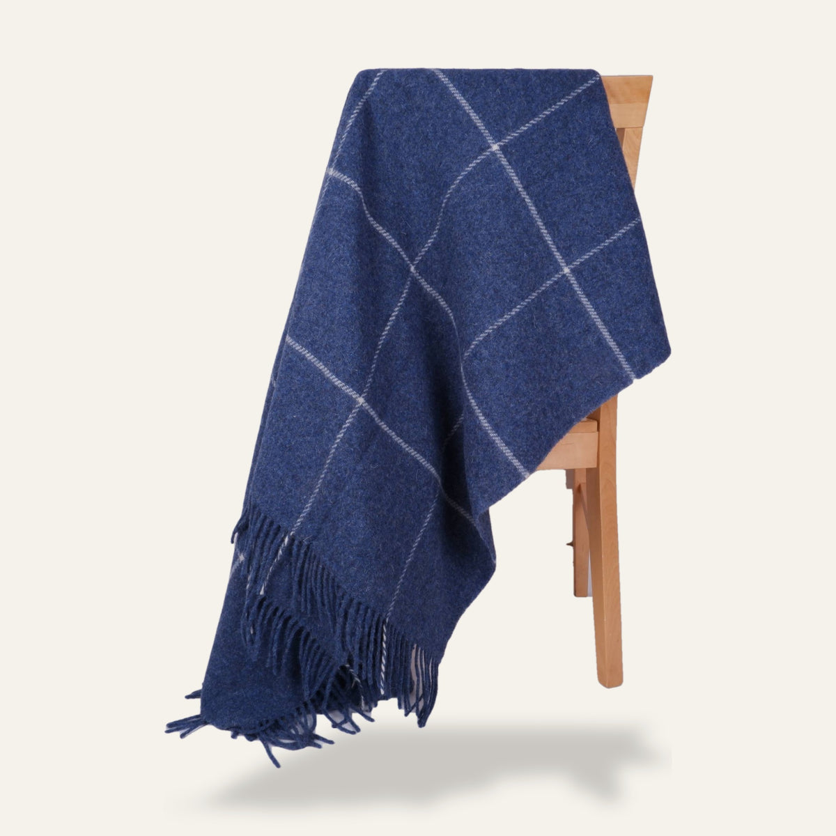 Plaid à carreaux en laine – Bleu
