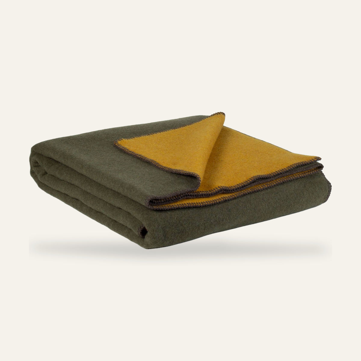 Plaid en laine mérinos KHAKI MEADOW – Double