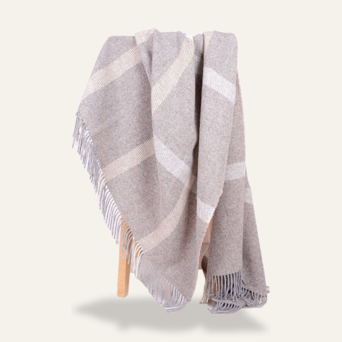 Plaid à carreaux en laine – Beige