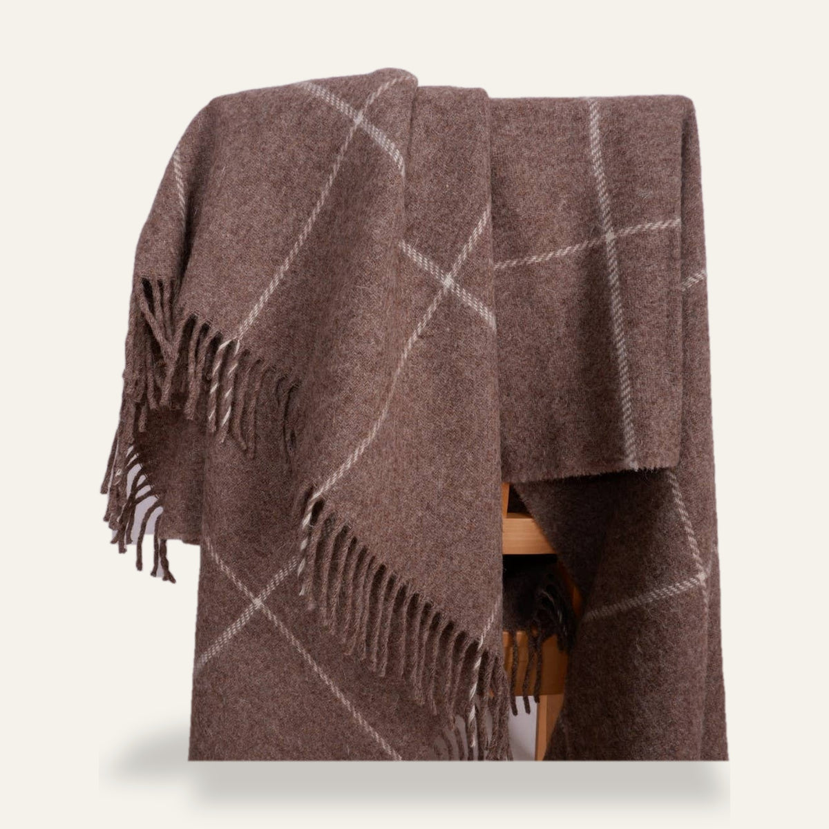 Plaid à carreaux en laine – Marron