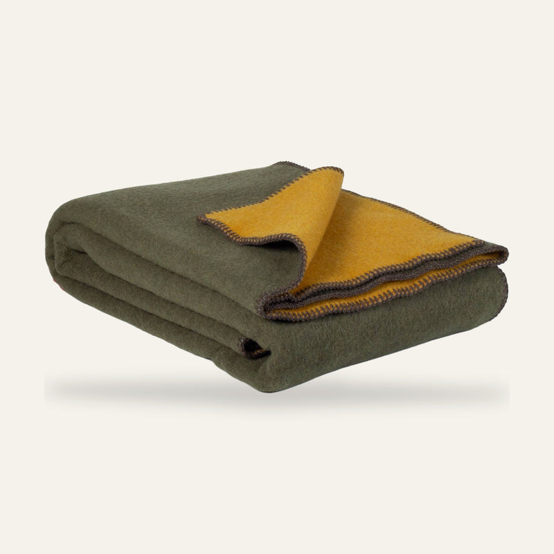 Plaid en laine mérinos KHAKI MEADOW