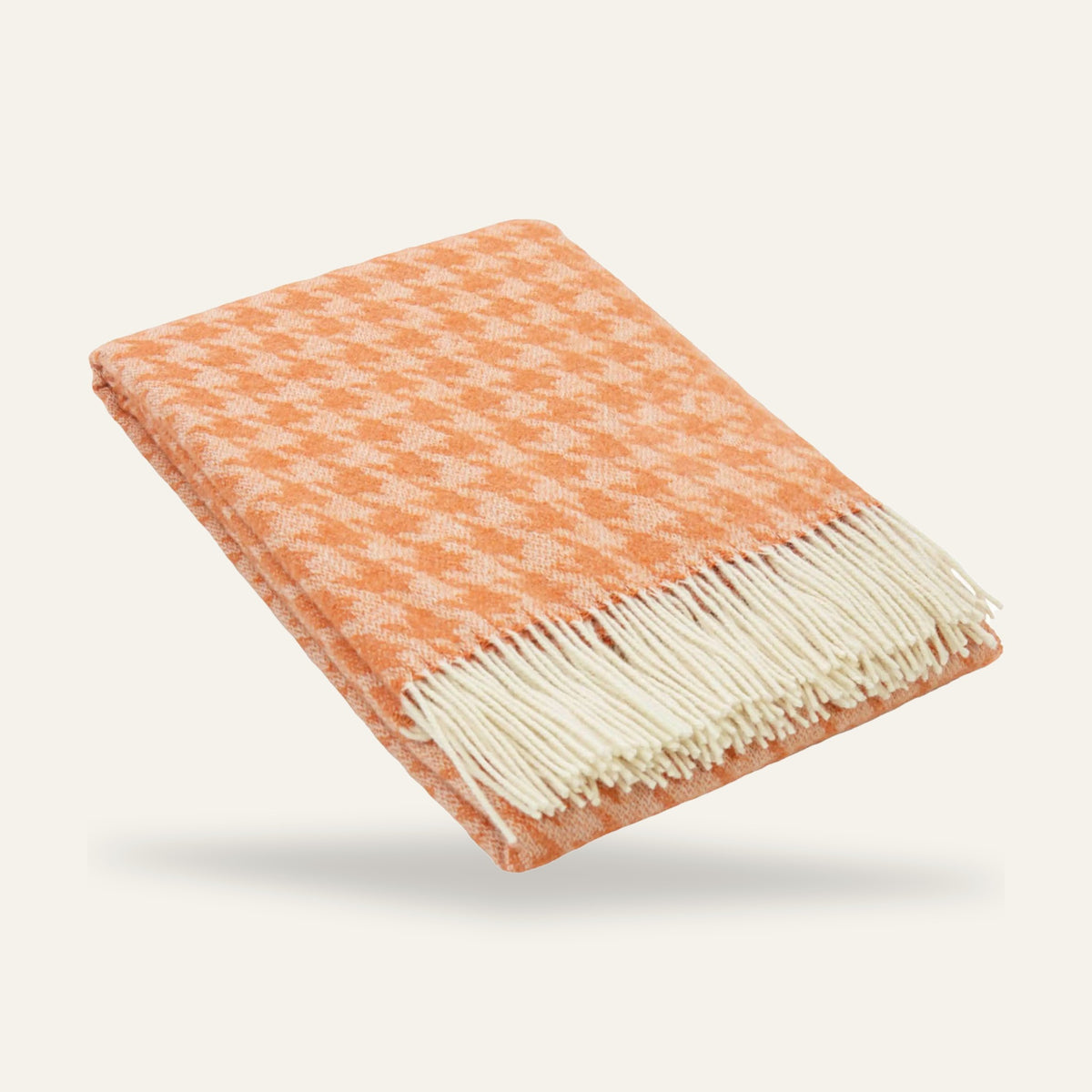 Plaid pied-de-poule en laine d'agneau – Orange