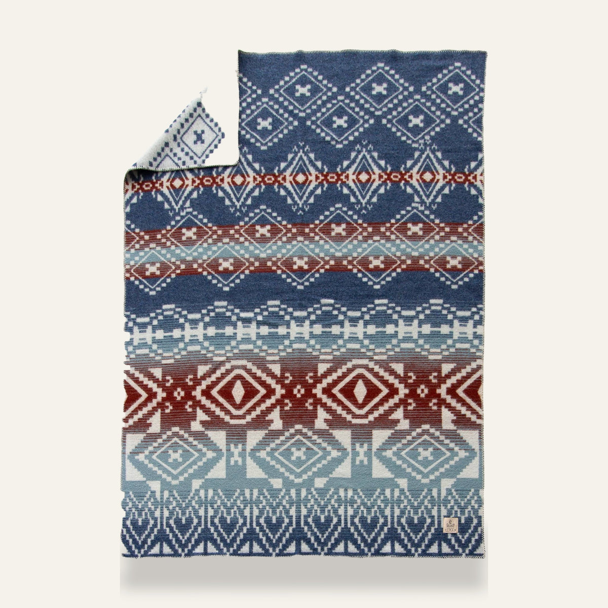 Grand plaid en laine VYR – Bleu