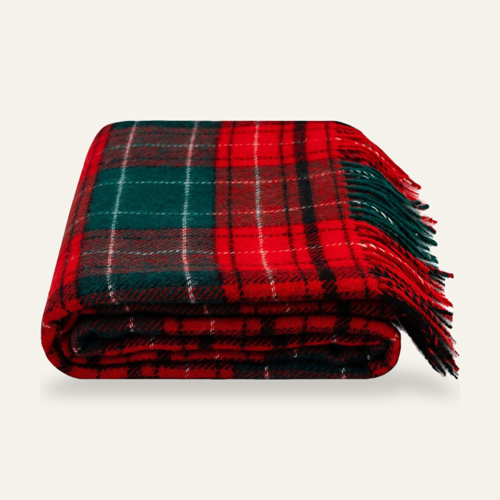 Plaid écossais en laine – Tartan de Noël rouge et vert – photo 3