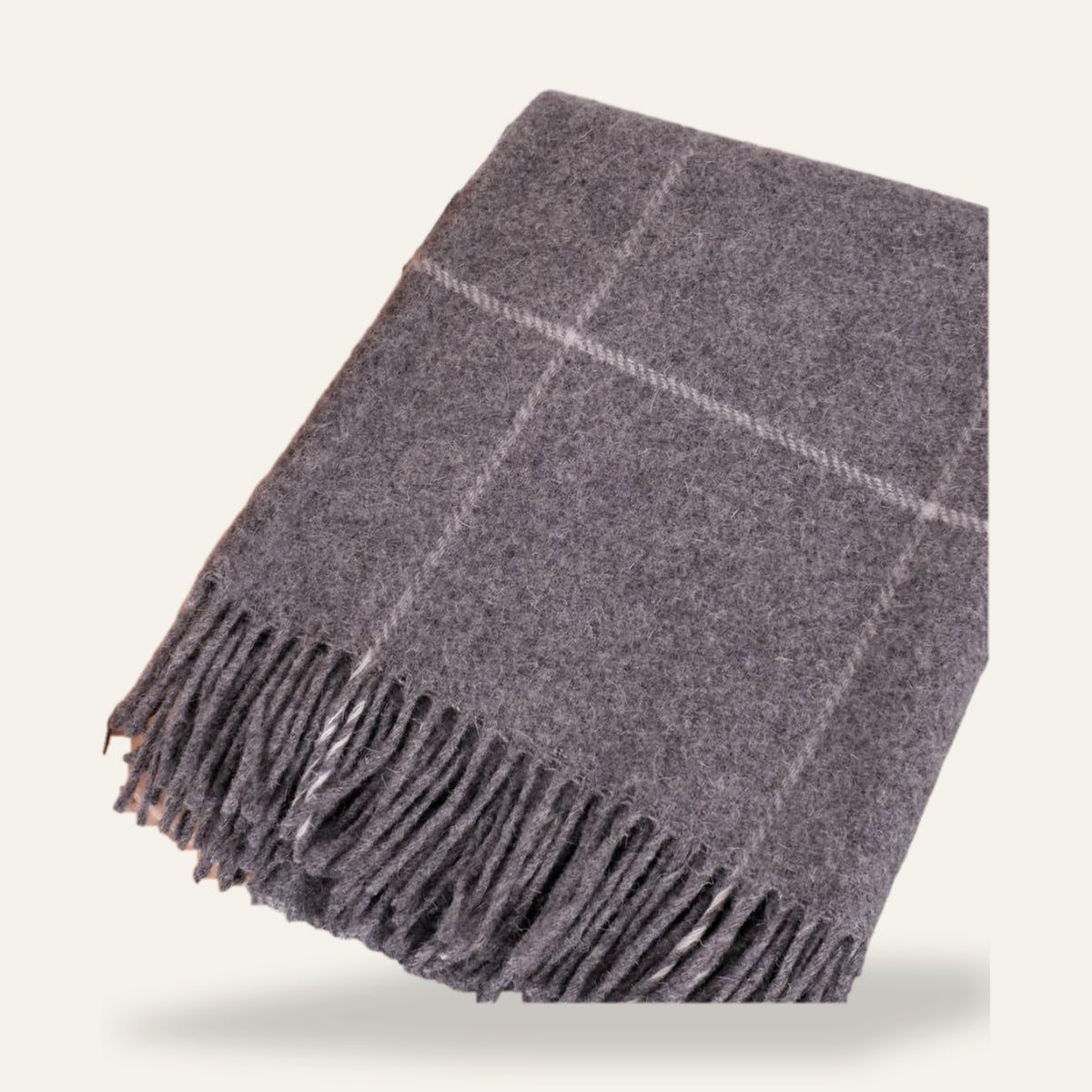 Plaid à carreaux en laine – coloris gris (photo 11)