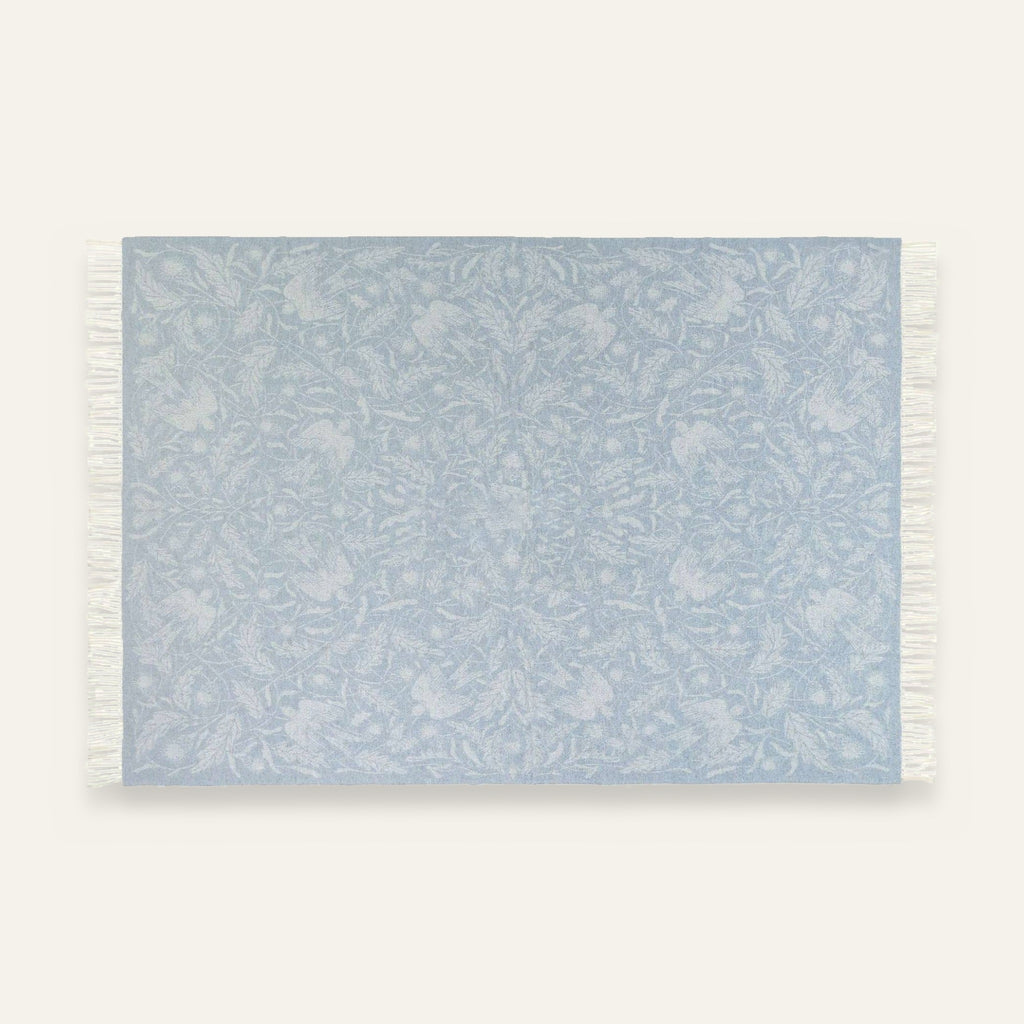 Plaid en laine mérinos motif William Morris – vue à plat (photo 2)