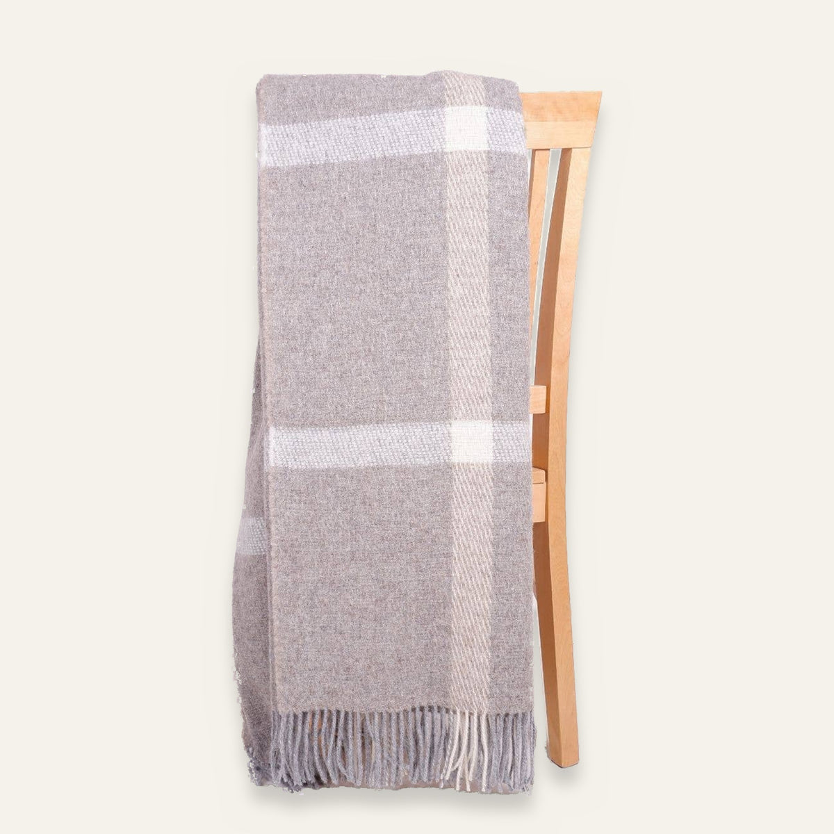 Plaid à carreaux en laine – coloris beige (photo 13)